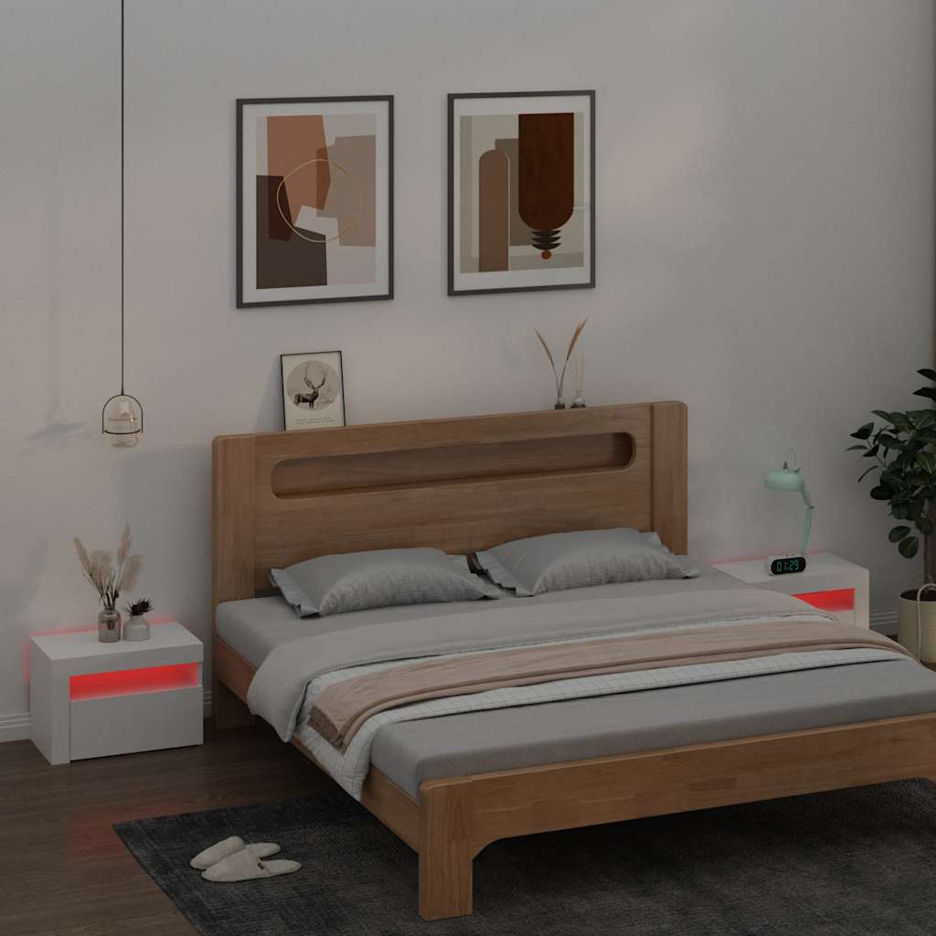 vidaXL Szafki nocne z LED, 2 szt., białe, 60x35x40 cm