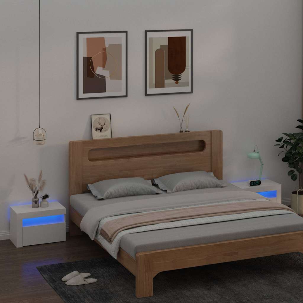 vidaXL Szafki nocne z LED, 2 szt., białe, 60x35x40 cm
