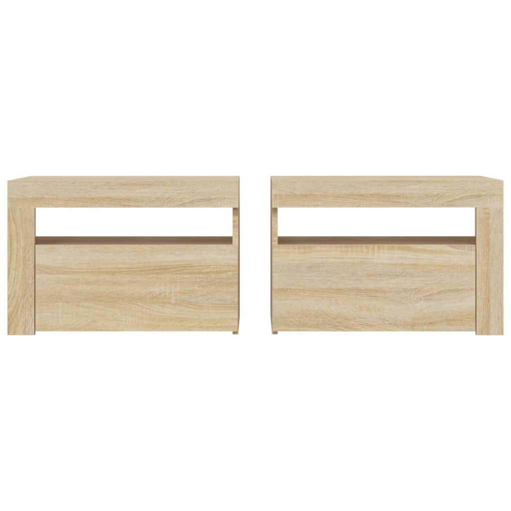 vidaXL Szafki nocne z LED, 2 szt., dąb sonoma, 60x35x40 cm