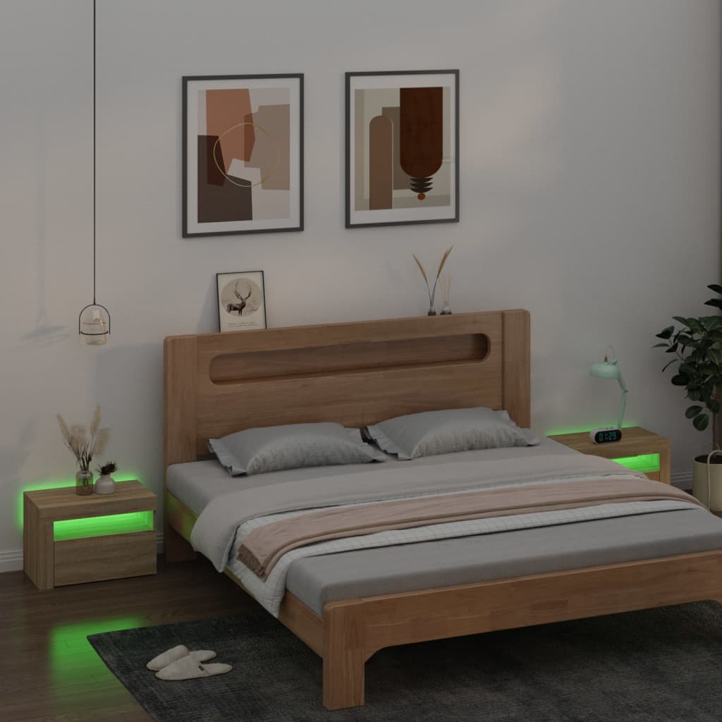 vidaXL Szafki nocne z LED, 2 szt., dąb sonoma, 60x35x40 cm