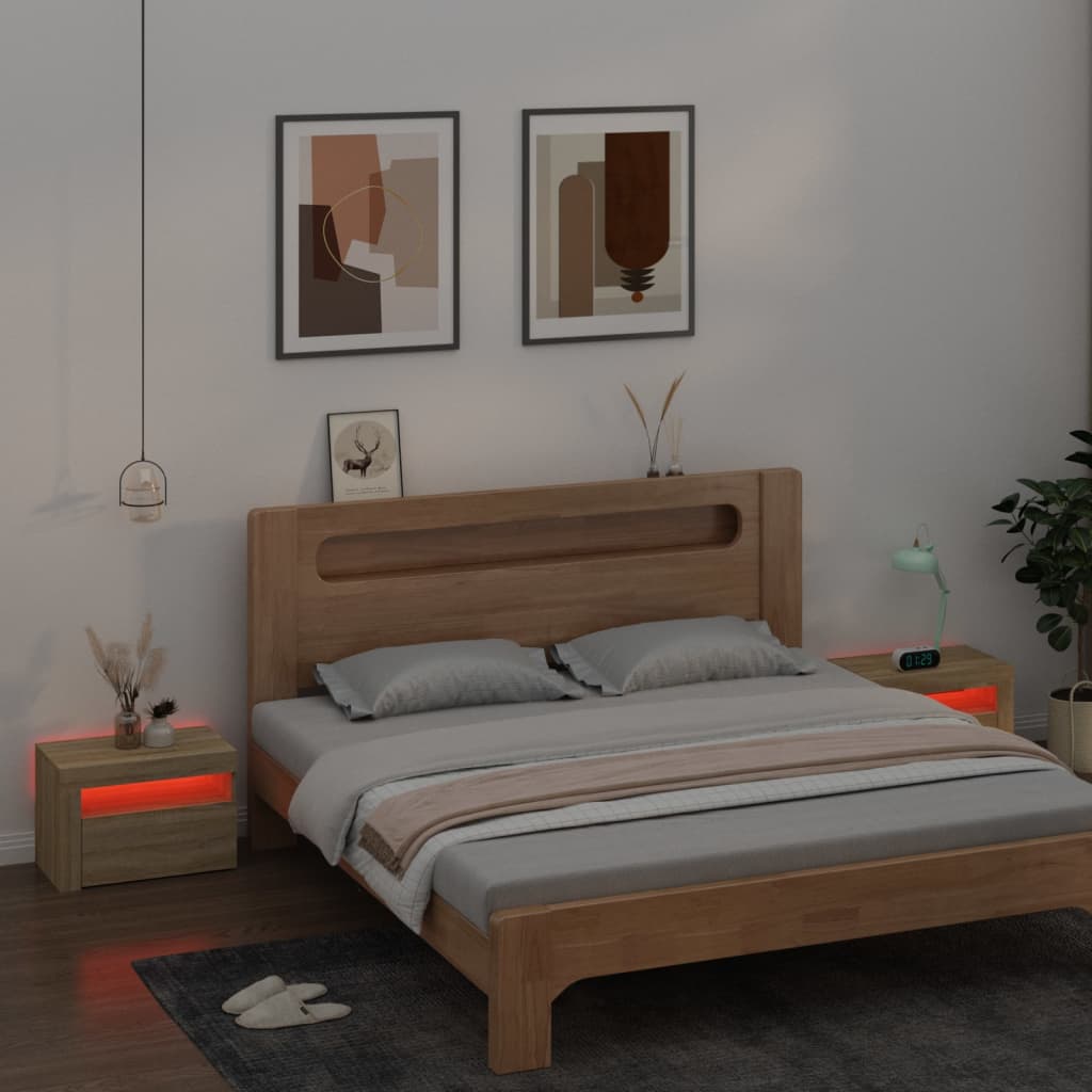 vidaXL Szafki nocne z LED, 2 szt., dąb sonoma, 60x35x40 cm