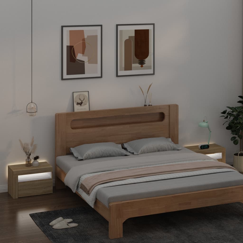 vidaXL Szafki nocne z LED, 2 szt., dąb sonoma, 60x35x40 cm