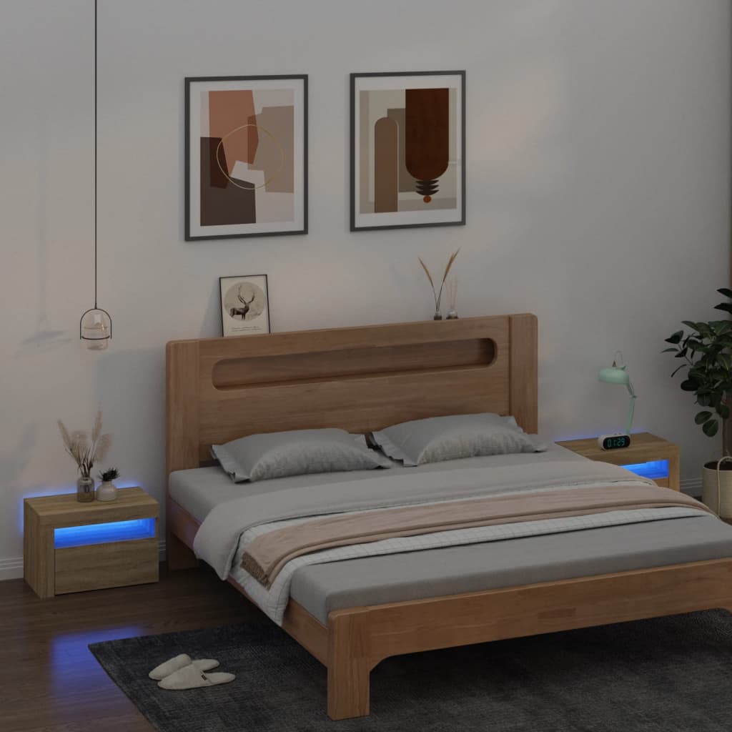 vidaXL Szafki nocne z LED, 2 szt., dąb sonoma, 60x35x40 cm