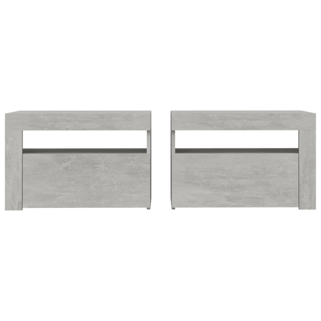 vidaXL Szafki nocne z LED, 2 szt., szarość betonu, 60x35x40 cm