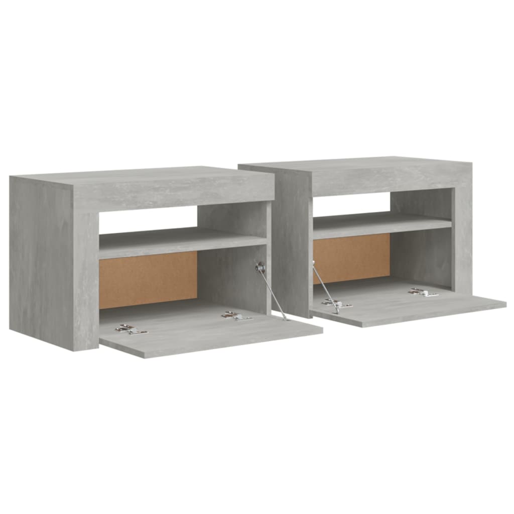 vidaXL Szafki nocne z LED, 2 szt., szarość betonu, 60x35x40 cm