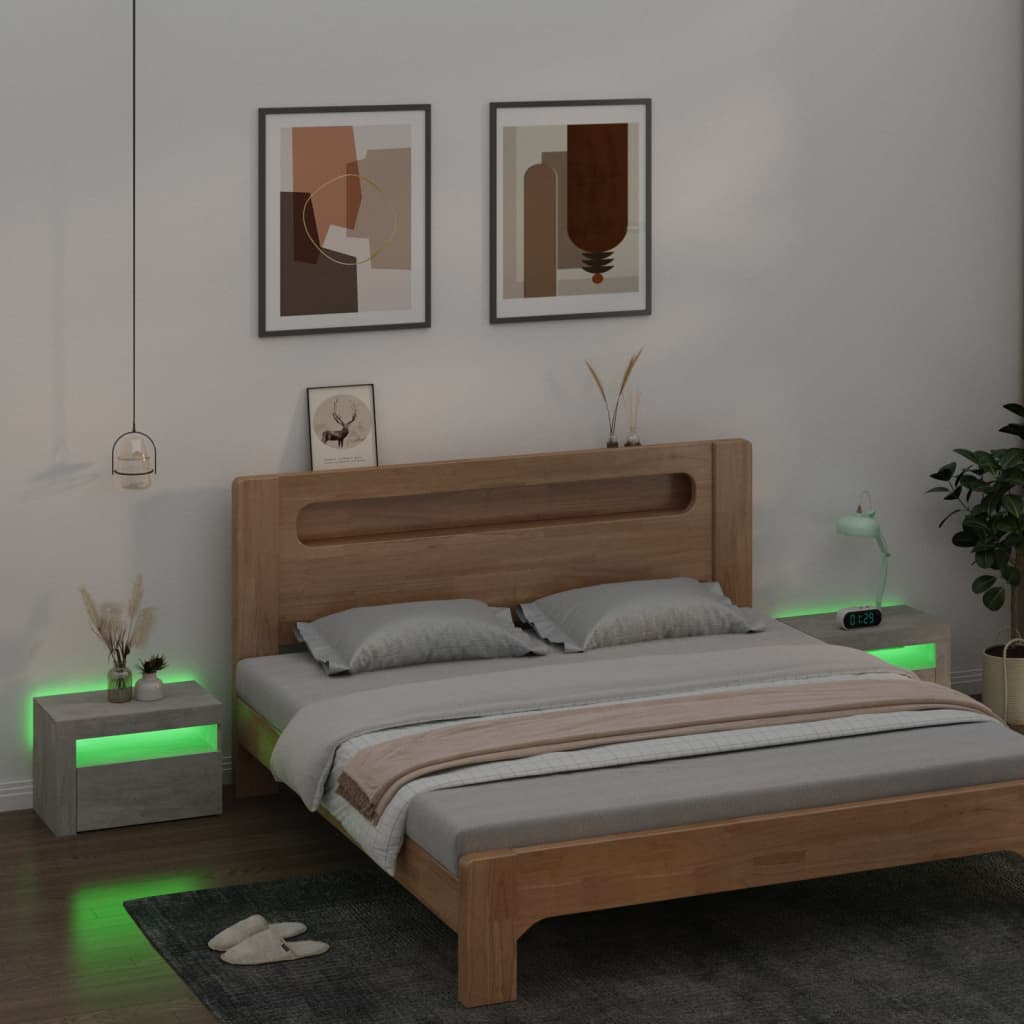 vidaXL Szafki nocne z LED, 2 szt., szarość betonu, 60x35x40 cm