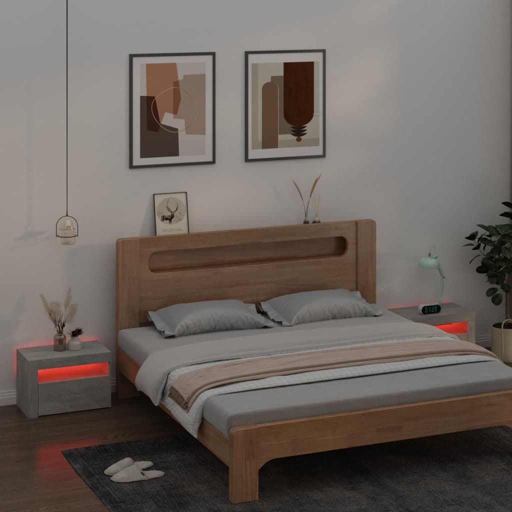 vidaXL Szafki nocne z LED, 2 szt., szarość betonu, 60x35x40 cm
