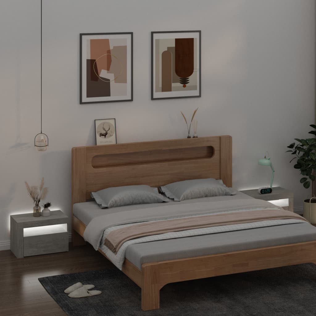 vidaXL Szafki nocne z LED, 2 szt., szarość betonu, 60x35x40 cm