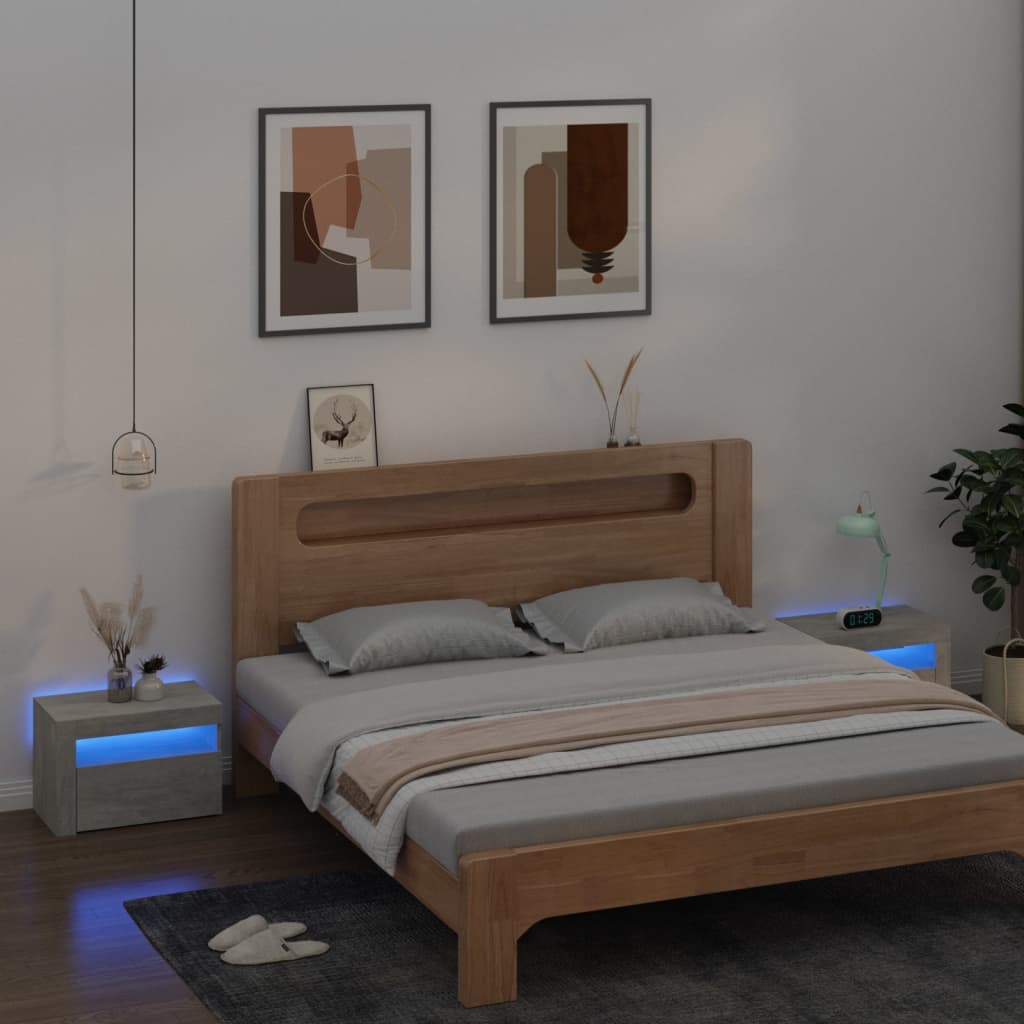 vidaXL Szafki nocne z LED, 2 szt., szarość betonu, 60x35x40 cm