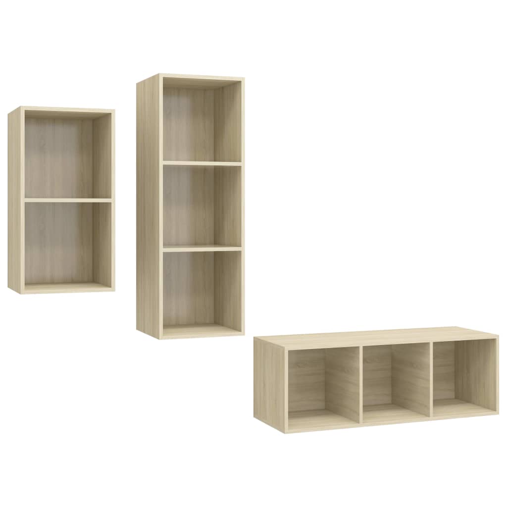 vidaXL Zestaw 3 szafek TV, dąb sonoma, materiał drewnopochodny