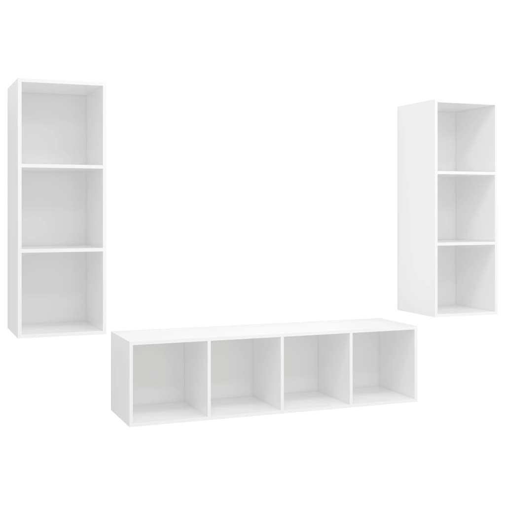 vidaXL 3-cz. zestaw szafek TV, biały, materiał drewnopochodny