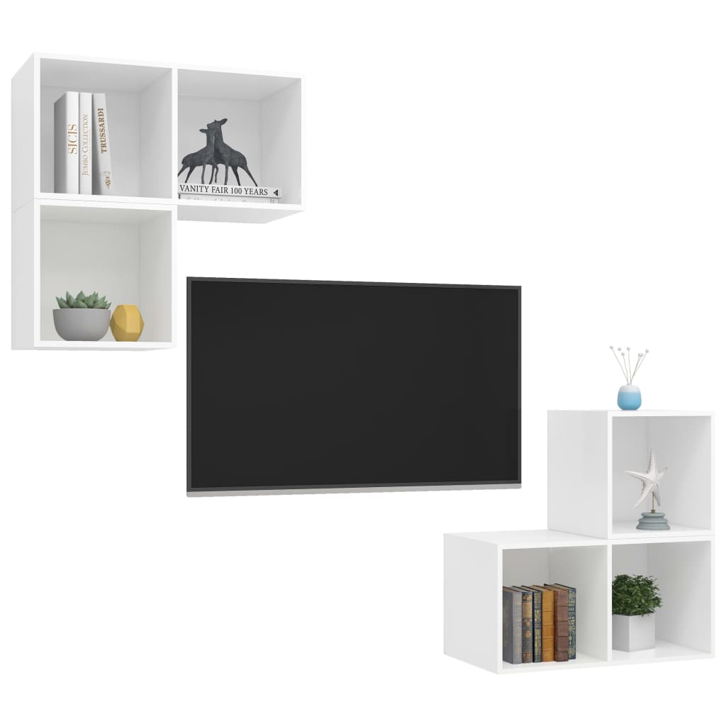 vidaXL 4-cz. zestaw szafek TV, biały, materiał drewnopochodny