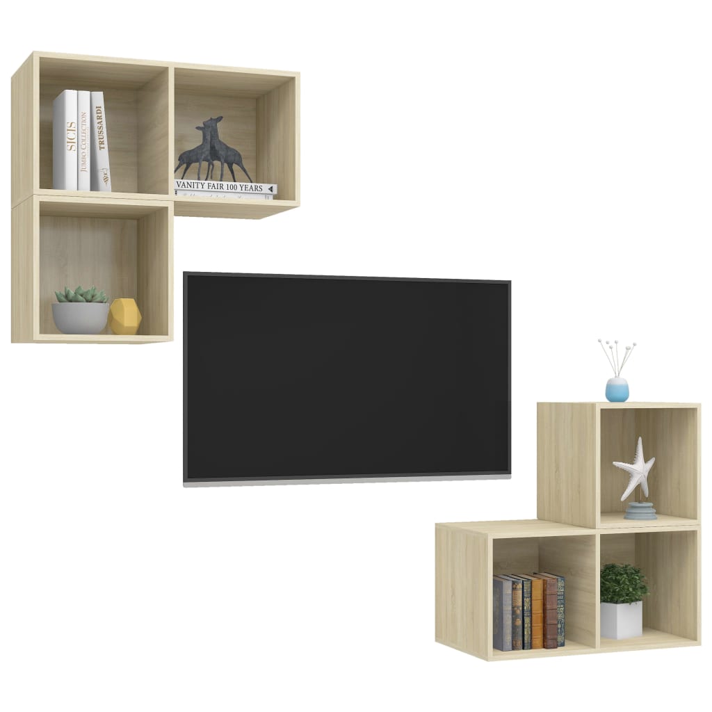 vidaXL 4-cz. zestaw szafek TV, dąb sonoma, materiał drewnopochodny
