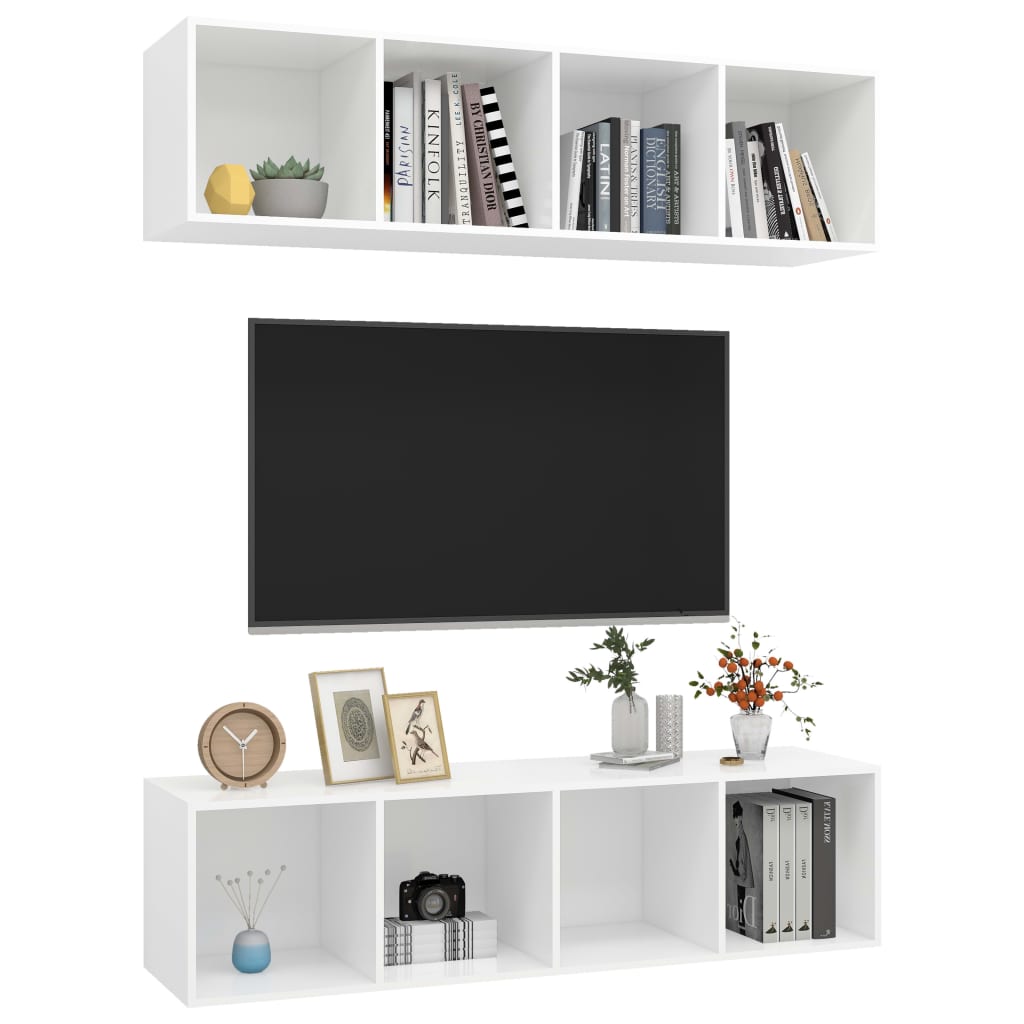 vidaXL Wiszące szafki TV, 2 szt., białe, materiał drewnopochodny