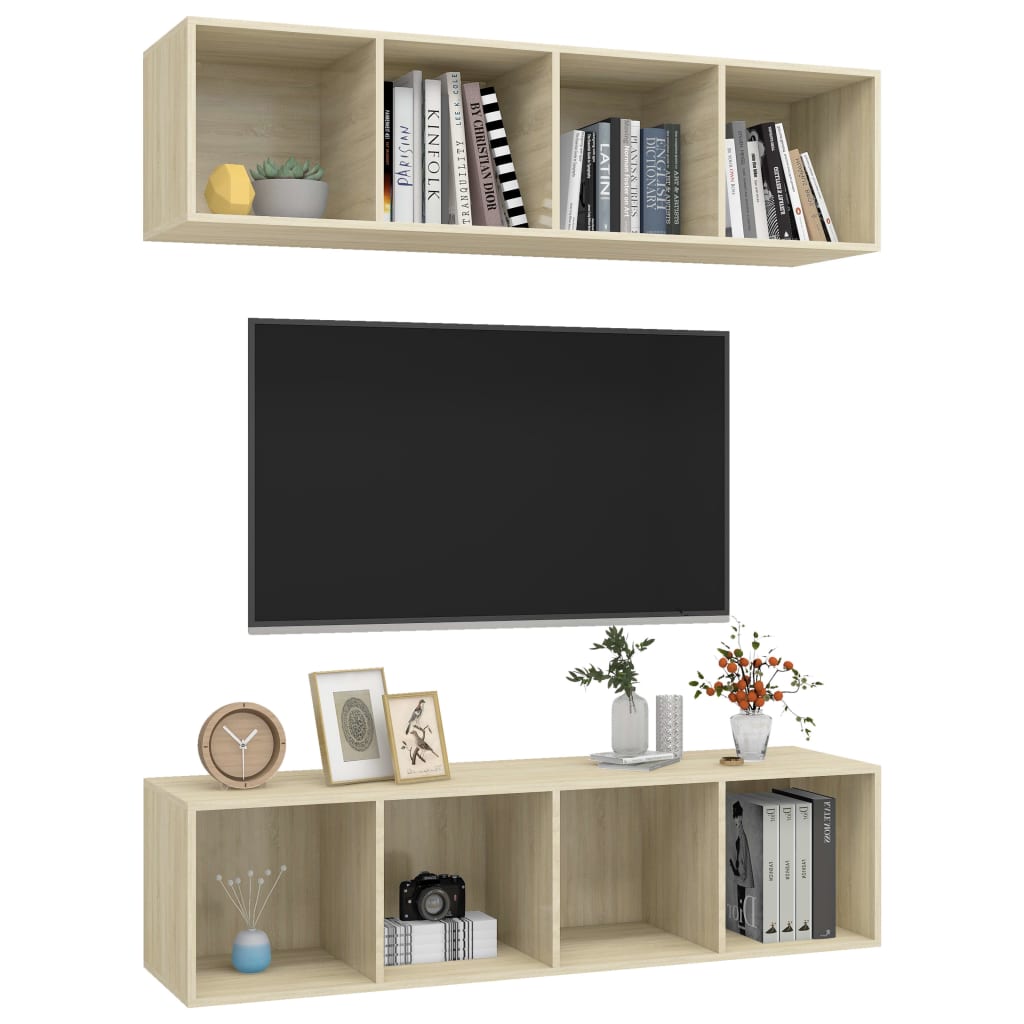 vidaXL Wiszące szafki TV, 2 szt., dąb sonoma, materiał drewnopochodny