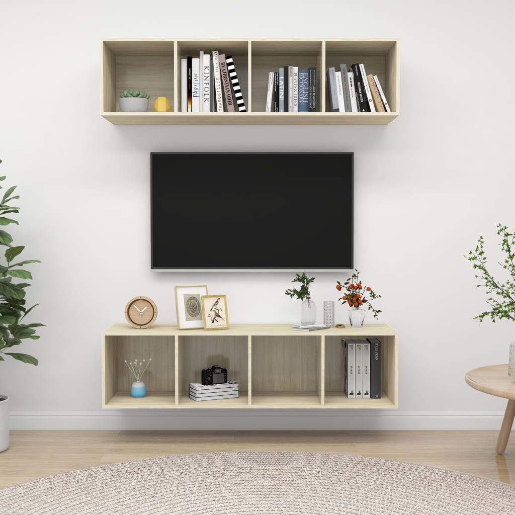 vidaXL Wiszące szafki TV, 2 szt., dąb sonoma, materiał drewnopochodny