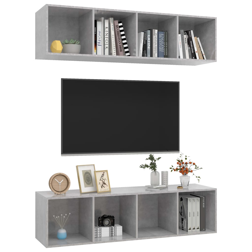 vidaXL Wiszące szafki TV, 2 szt., szarość betonu