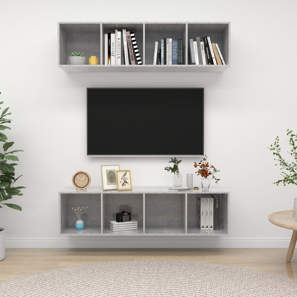 vidaXL Wiszące szafki TV, 2 szt., szarość betonu