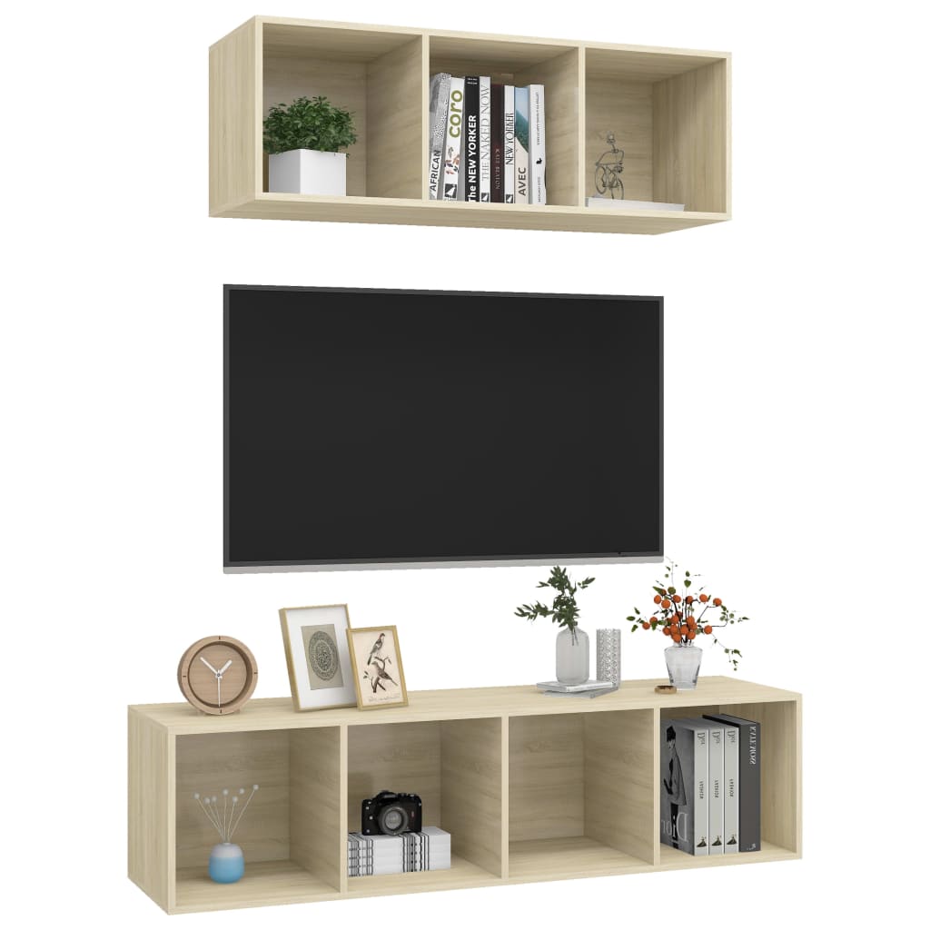 vidaXL 2-cz. zestaw szafek TV, dąb sonoma, materiał drewnopochodny