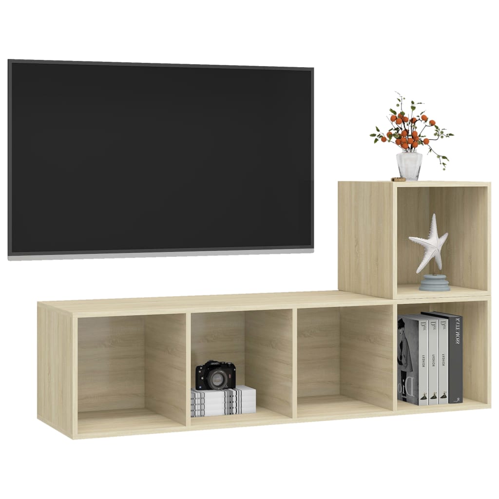 vidaXL 2-cz. zestaw szafek TV, dąb sonoma, materiał drewnopochodny