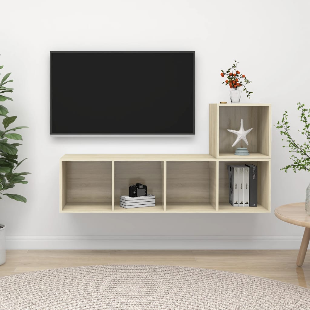 vidaXL 2-cz. zestaw szafek TV, dąb sonoma, materiał drewnopochodny