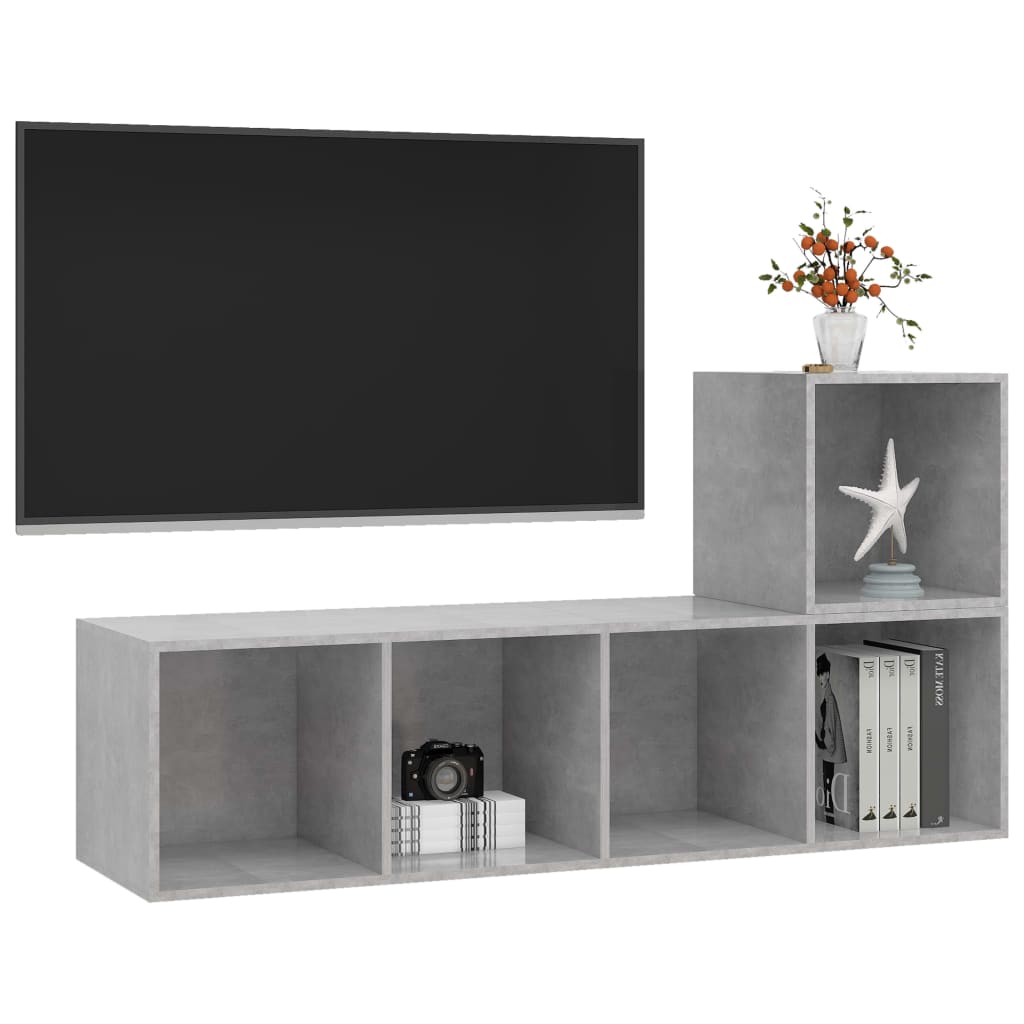vidaXL 2-cz. zestaw szafek TV, szarość betonu, materiał drewnopochodny