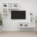 vidaXL Wiszące szafki TV, 4 szt., białe, materiał drewnopochodny