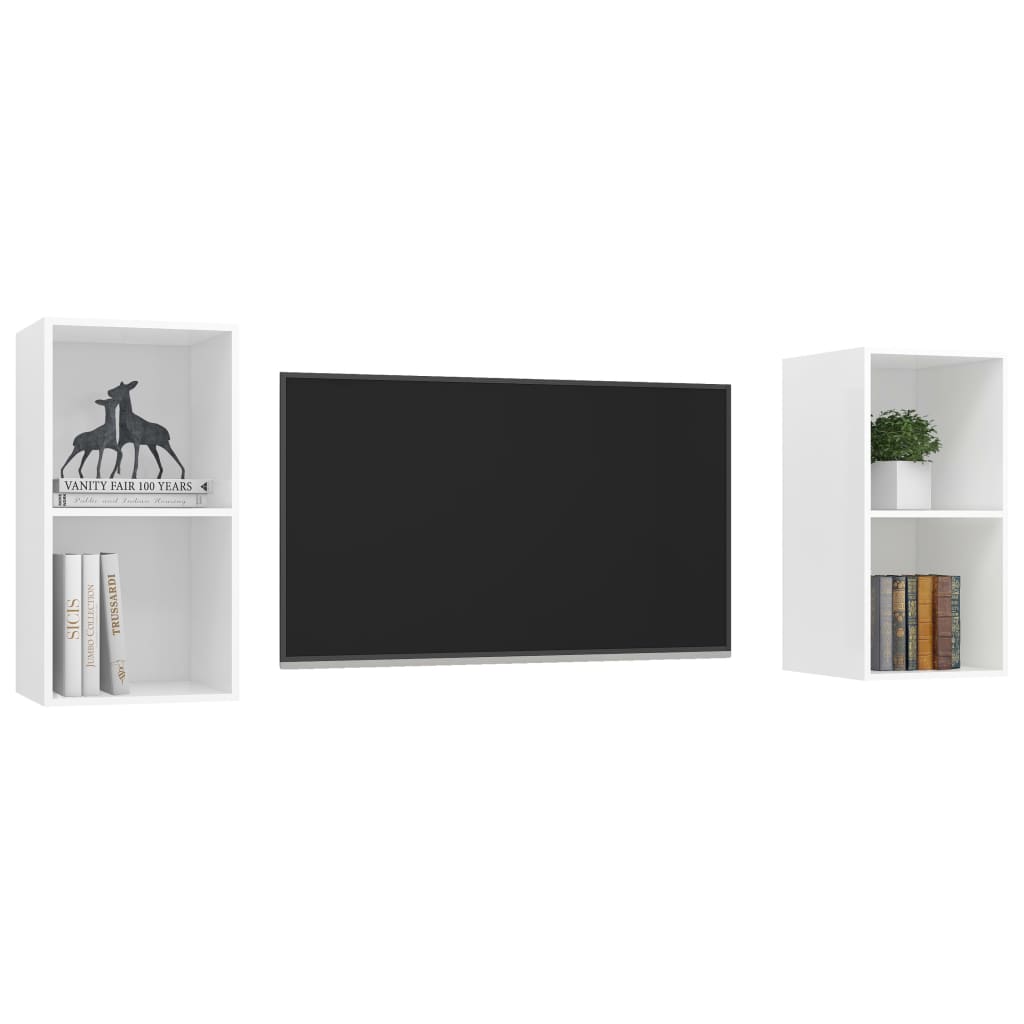 vidaXL Wiszące szafki TV, 2 szt., białe, materiał drewnopochodny