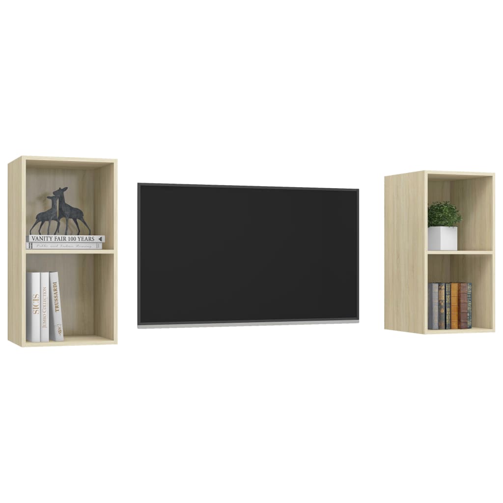 vidaXL Wiszące szafki TV, 2 szt., dąb sonoma, płyta wiórowa
