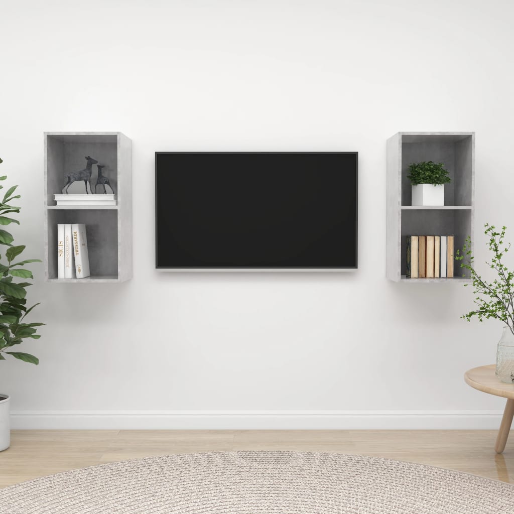 vidaXL Wiszące szafki TV, 2 szt., szarość betonu, płyta wiórowa
