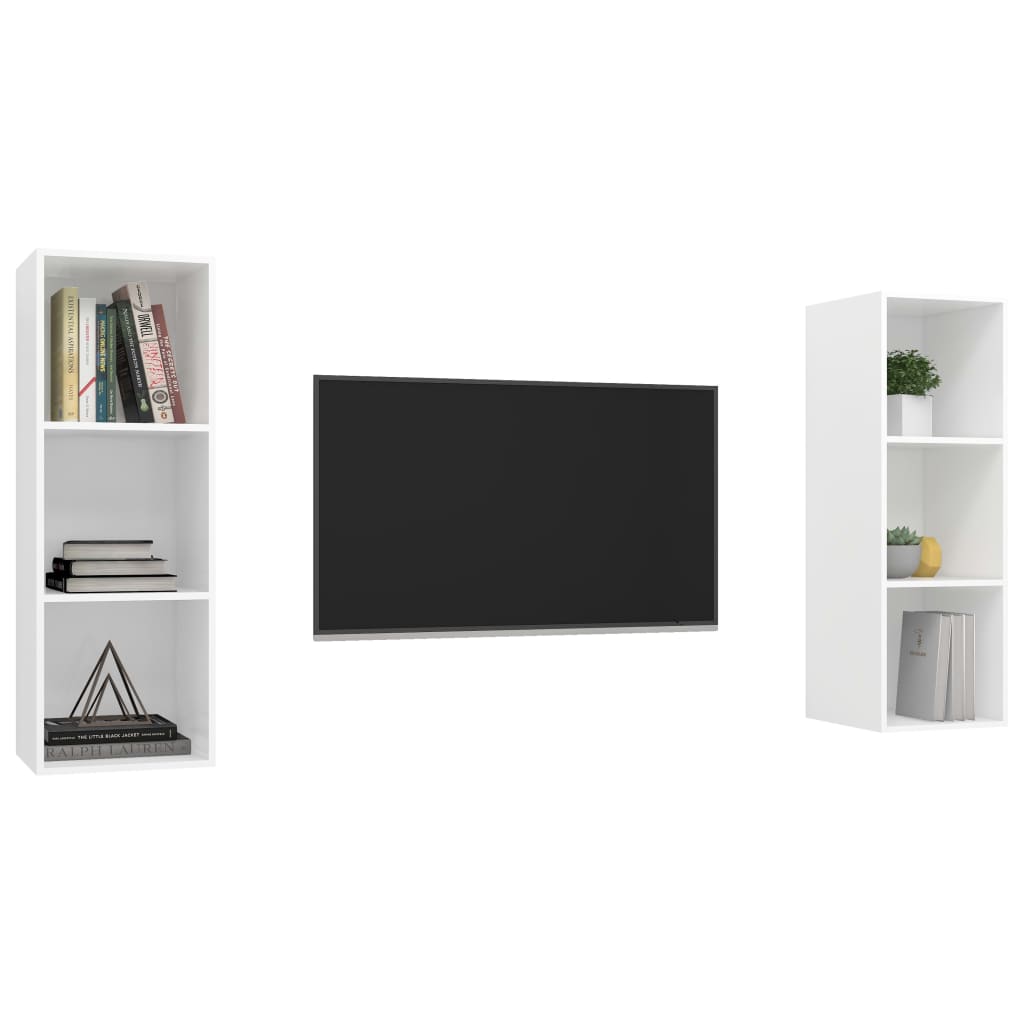 vidaXL Wiszące szafki TV, 2 szt., białe, materiał drewnopochodny
