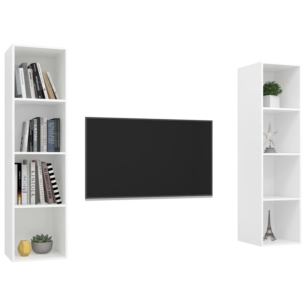 vidaXL Wiszące szafki TV, 2 szt., białe, płyta wiórowa