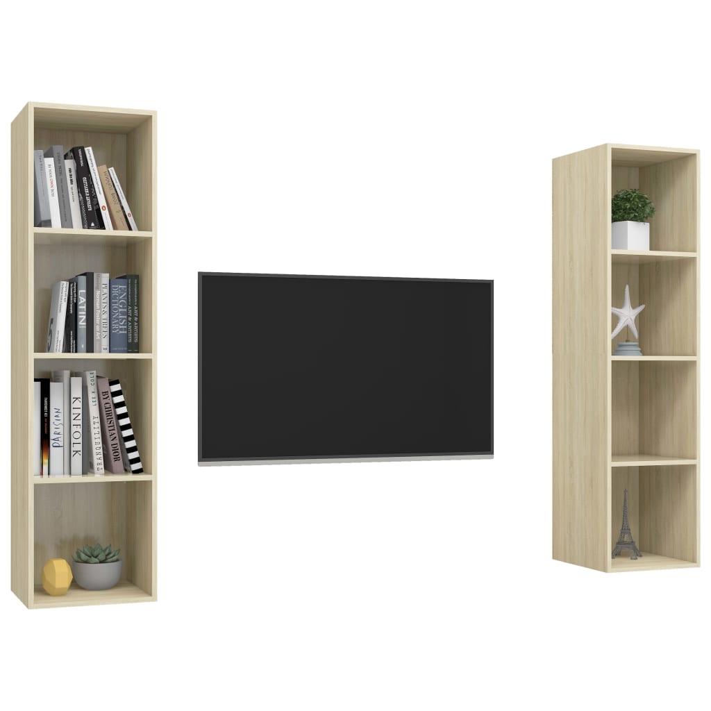 vidaXL Wiszące szafki TV, 2 szt., dąb sonoma, płyta wiórowa