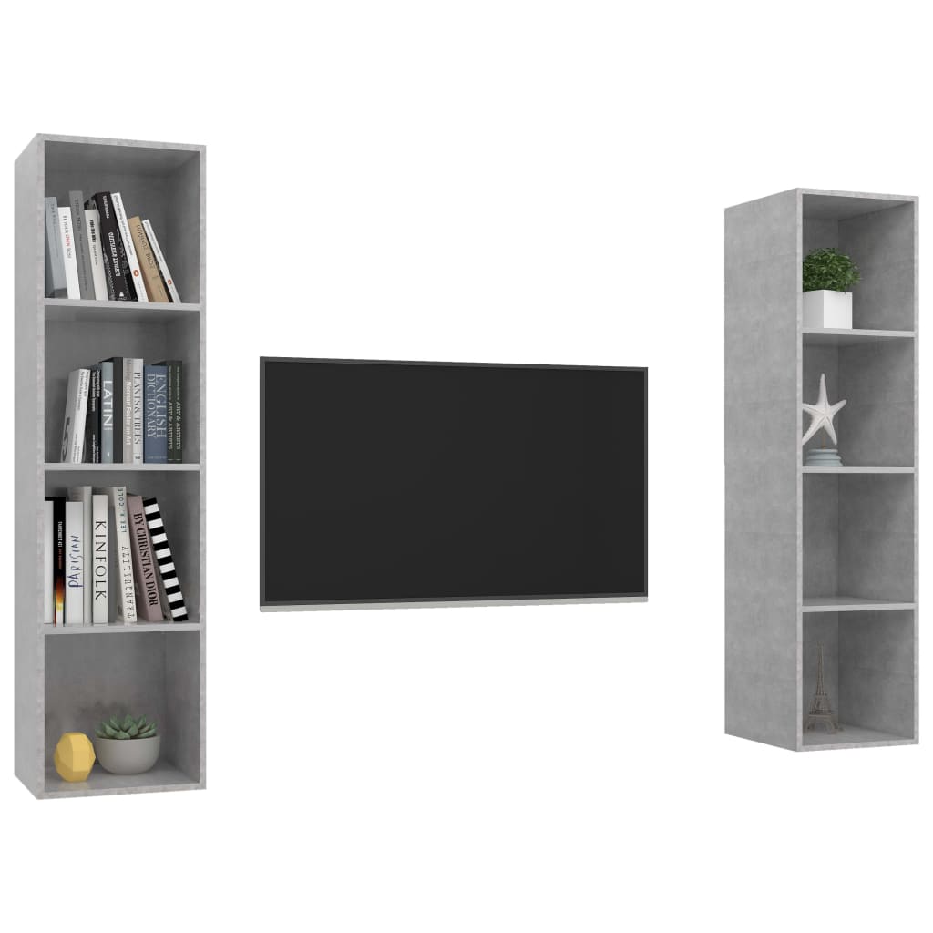 vidaXL Wiszące szafki TV, 2 szt., szarość betonu
