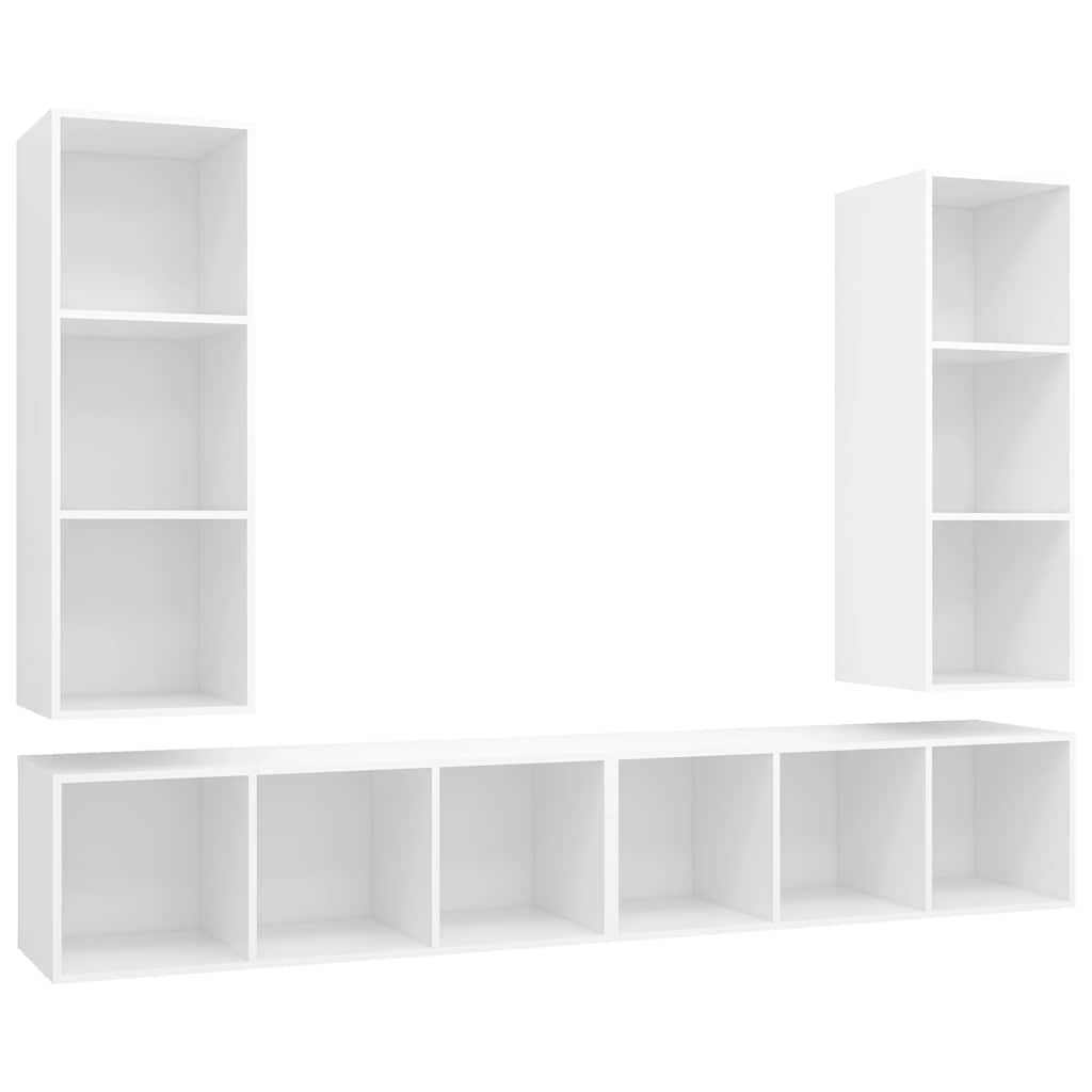 vidaXL Wiszące szafki TV, 4 szt., białe, materiał drewnopochodny