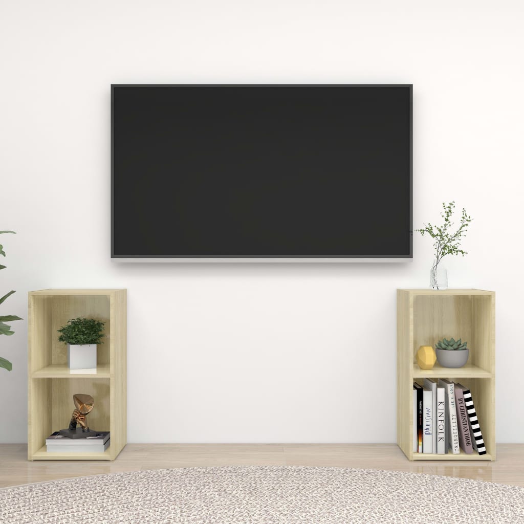vidaXL Szafki TV, 2 szt., dąb sonoma, 72x35x36,5 cm, płyta wiórowa