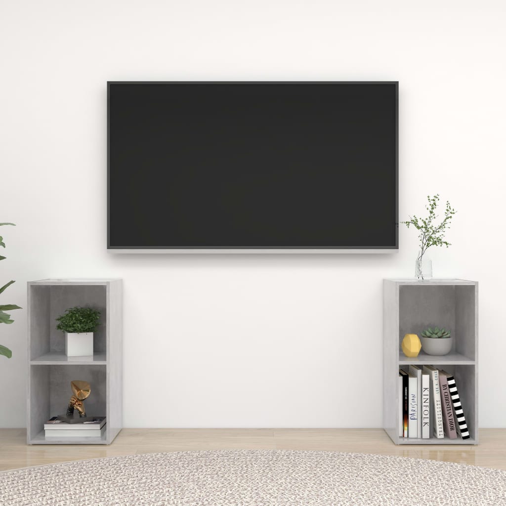 vidaXL Szafki TV, 2 szt., szarość betonu, 72x35x36,5 cm, płyta wiórowa