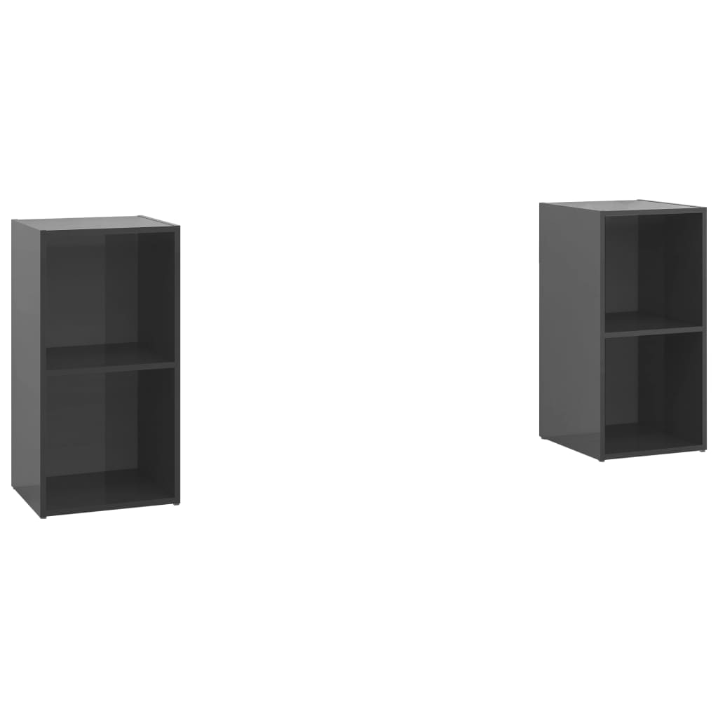 vidaXL Szafki TV, 2 szt., szare, wysoki połysk, 72x35x36,5 cm, płyta