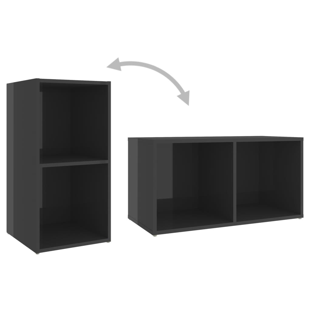 vidaXL Szafki TV, 2 szt., szare, wysoki połysk, 72x35x36,5 cm, płyta