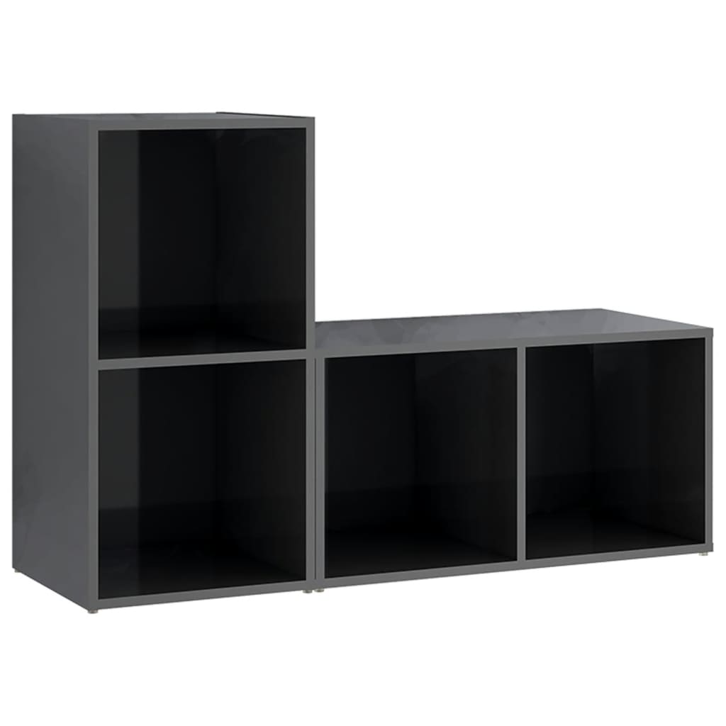 vidaXL Szafki TV, 2 szt., szare, wysoki połysk, 72x35x36,5 cm, płyta