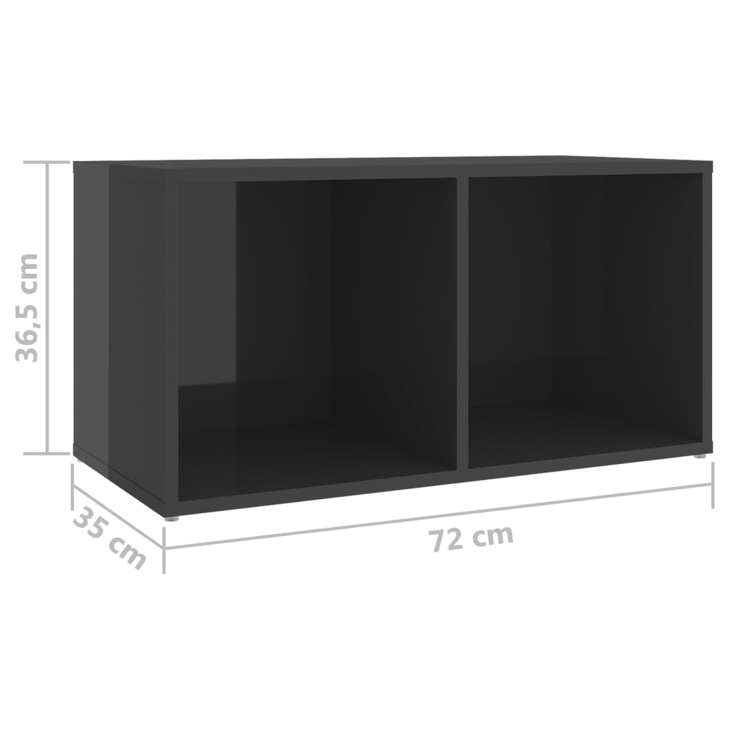 vidaXL Szafki TV, 2 szt., szare, wysoki połysk, 72x35x36,5 cm, płyta