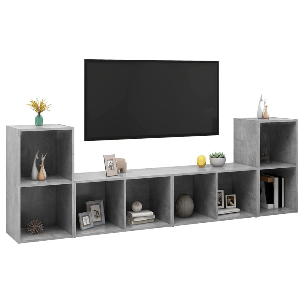 vidaXL Szafki TV, 4 szt., szarość betonu, 72x35x36,5 cm, płyta wiórowa