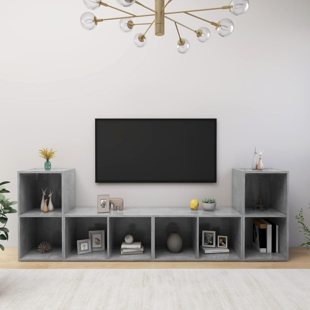 vidaXL Szafki TV, 4 szt., szarość betonu, 72x35x36,5 cm, płyta wiórowa
