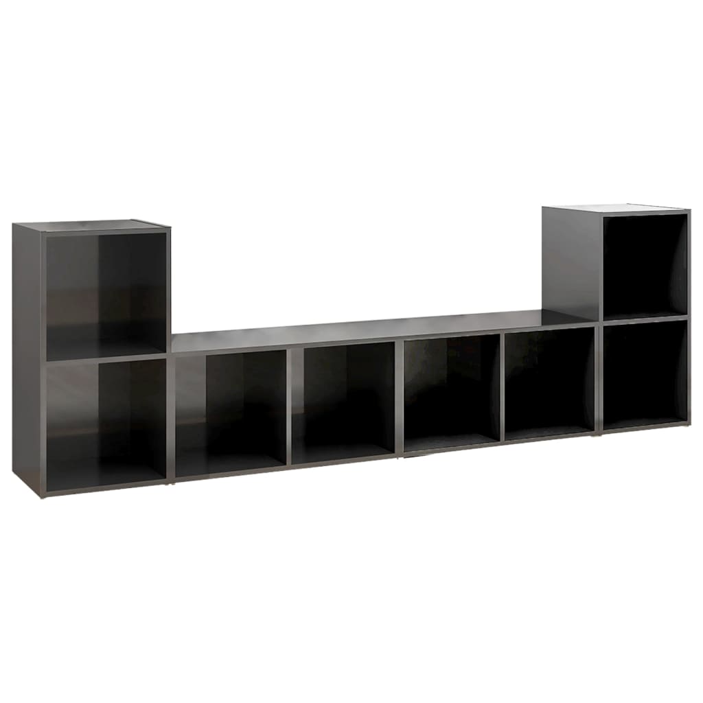 vidaXL Szafki TV, 4 szt., szare, wysoki połysk, 72x35x36,5 cm, płyta
