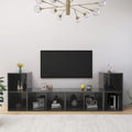vidaXL Szafki TV, 4 szt., szare, wysoki połysk, 72x35x36,5 cm, płyta