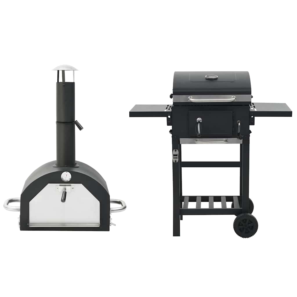 vidaXL Ogrodowy piec do pizzy, grill, wędzarnia, 3-w-1, czarny