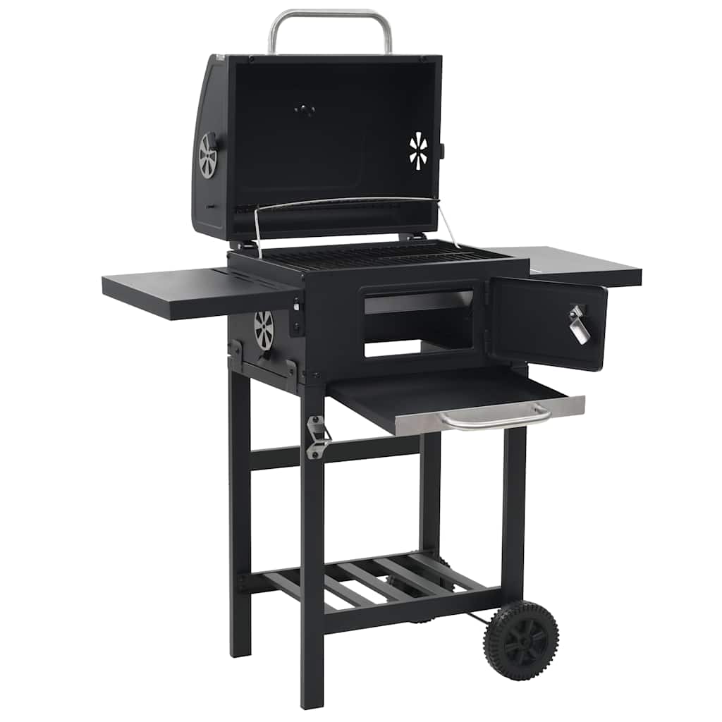 vidaXL Ogrodowy piec do pizzy, grill, wędzarnia, 3-w-1, czarny
