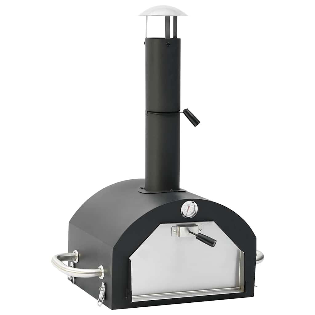 vidaXL Ogrodowy piec do pizzy, grill, wędzarnia, 3-w-1, czarny