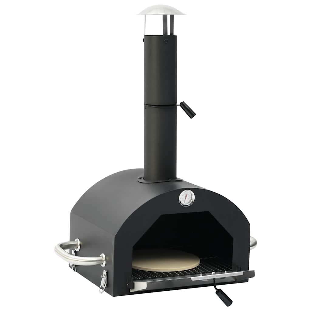 vidaXL Ogrodowy piec do pizzy, grill, wędzarnia, 3-w-1, czarny