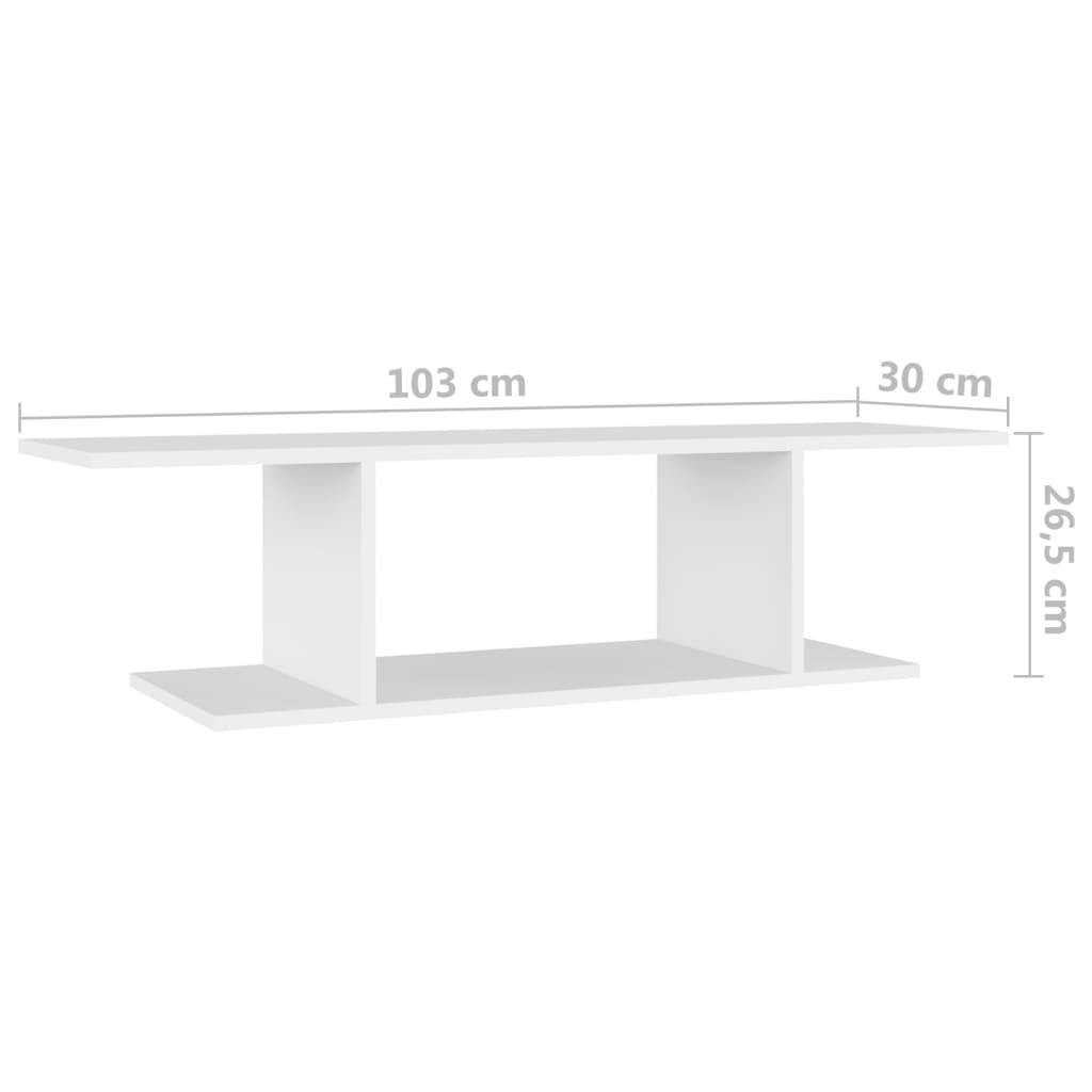 vidaXL Wisząca szafka telewizyjna, biała, 103x30x26,5 cm, płyta
